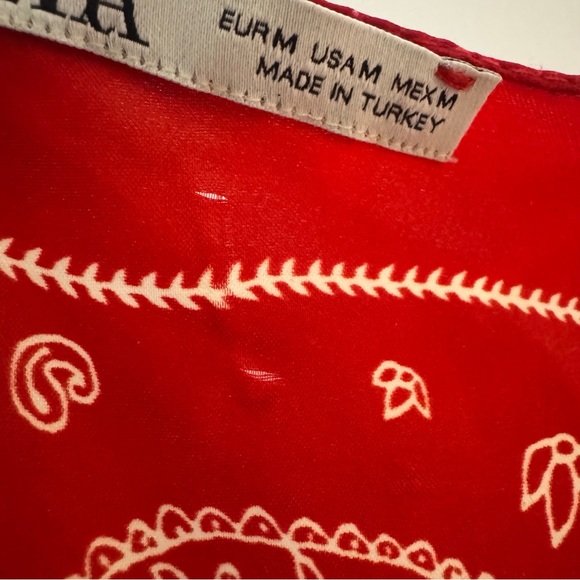 Zara Red Bandana Style Scarf - Picture 9 of 11